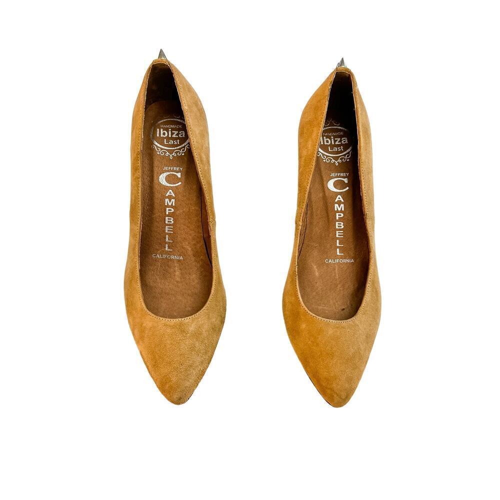 Jeffrey Campbell Nude Suede Spiked Accent Pointy Toe Heels Size 6.5